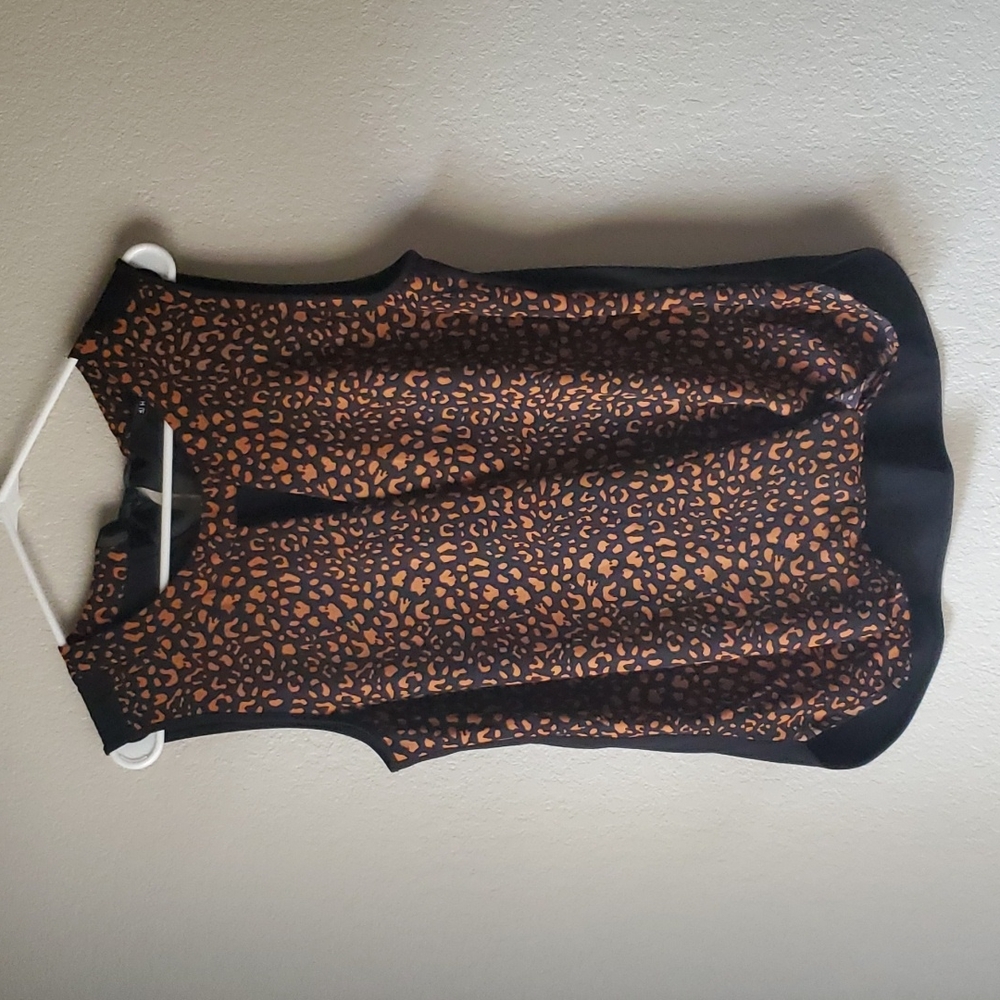 41 Hawthorn Brown and Black Sleeveless Animal Print Blouse